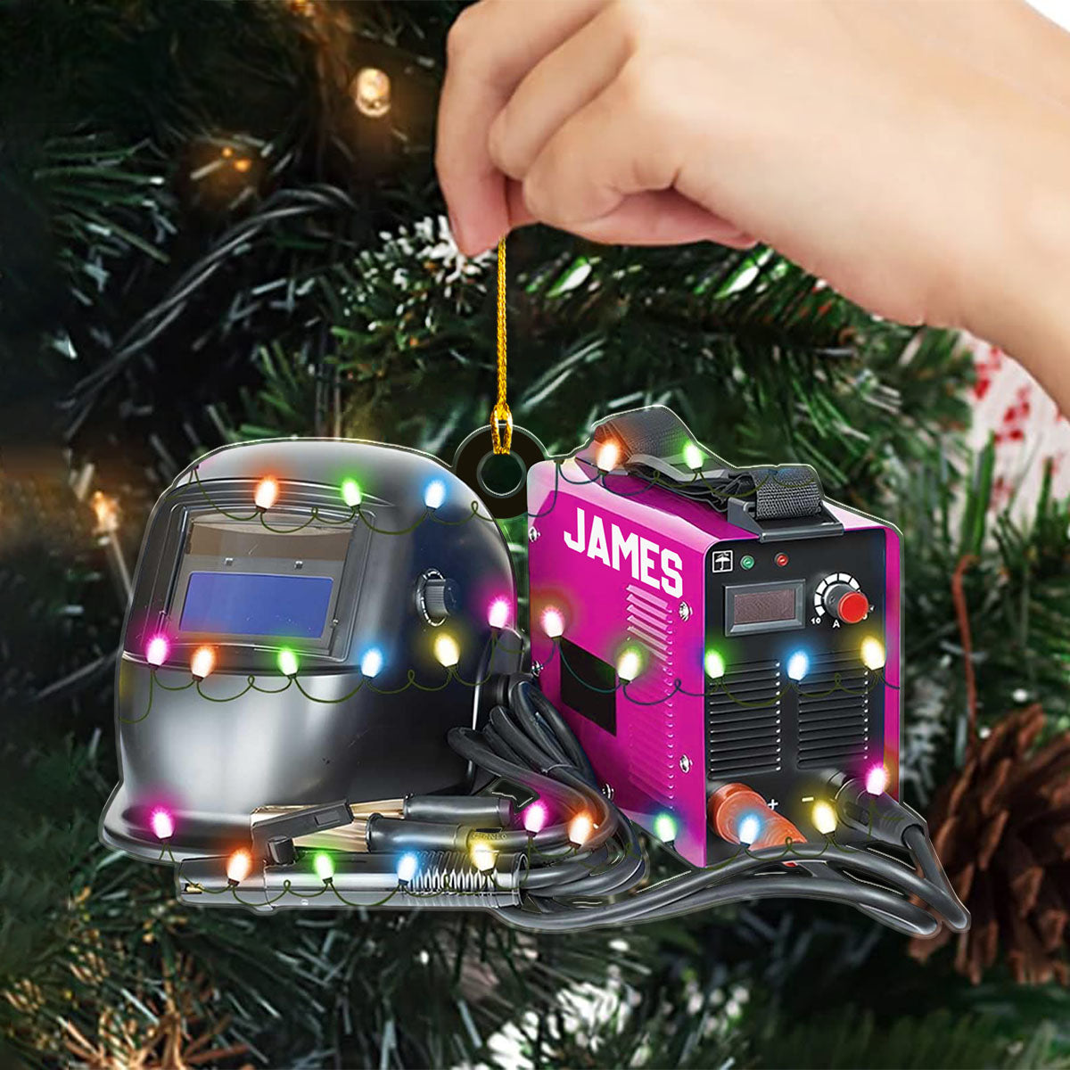 Personalized Name Welder Mask Ornament Christmas, Welder Tool Ornament, Welding Supplies Hanging Ornament, Gift For Welder