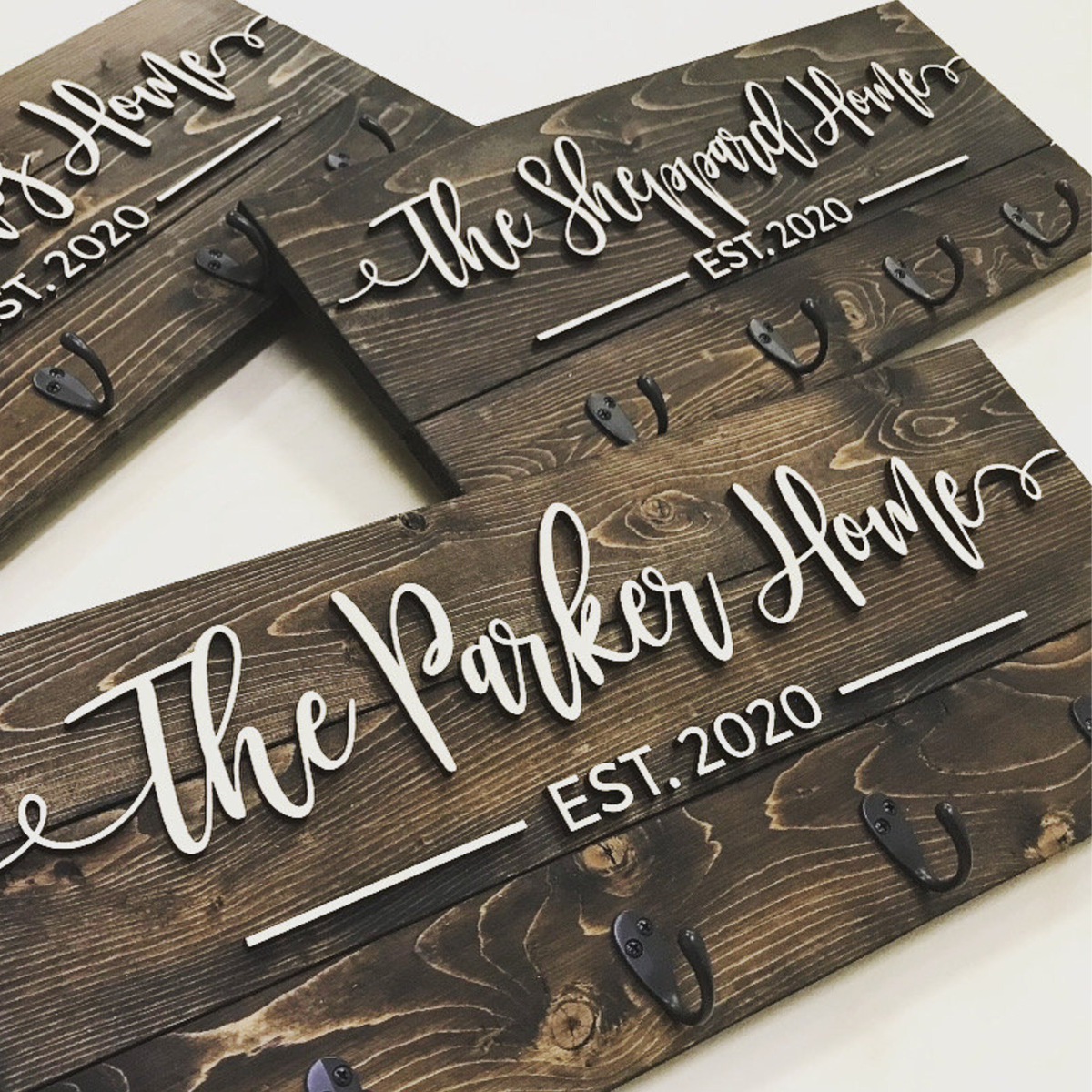 The Family - Personalized Wood Key Holder - Housewarming Gift For Family, Friends, Couple