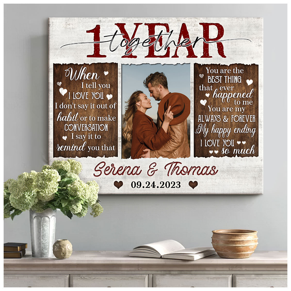 Unique 1 Year Anniversary Gift Custom Canvas Print, Gift For Couple, Anniversary Gifts, Valentine's Day Gift