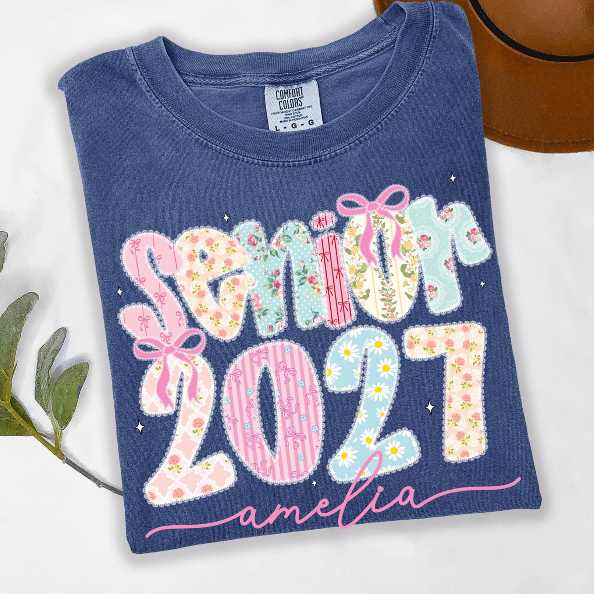 Comfort Colors Custom Senior 2027 T-Shirt, Personalized Graduate 2027 Shirt, High School Graduation Gift, Coquette Girly Senior, Lace Class of