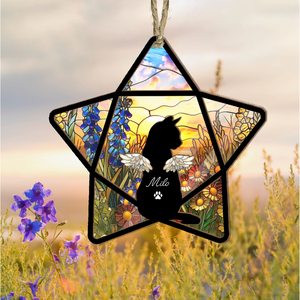 Memorial Cat Sympathy Gift For Cat Lovers, Personalized Star Shaped Suncatcher, Cat Loss Gift, Cat Remembrance Gift