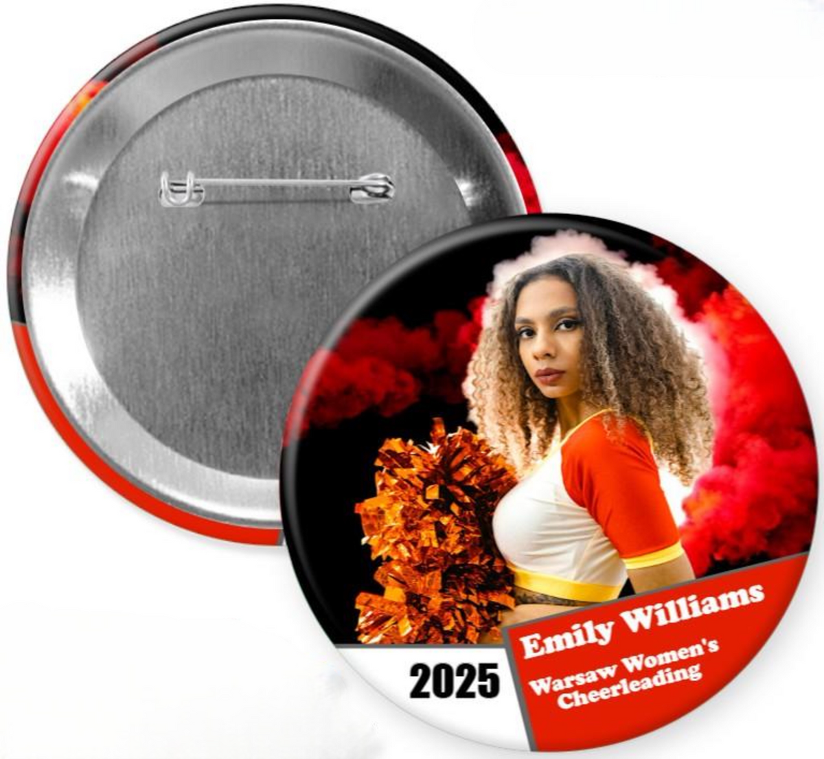 Custom Sport Photo Button, Personalized Sport Photo Pin, Football, Softball, Baseball, Soccer, Hockey, Senior 2025