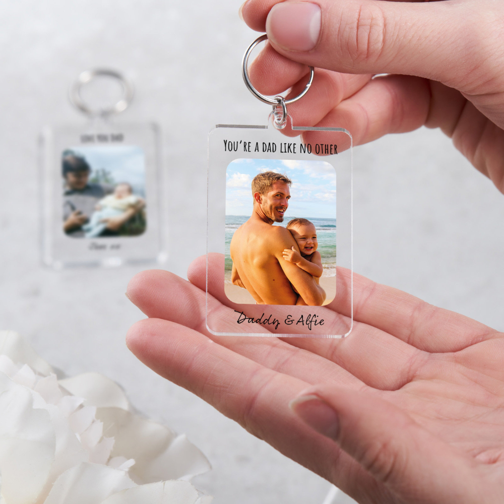 Father's Day Custom Photo - Personalized Acrylic Keychain - Gift For Father, Father's Day