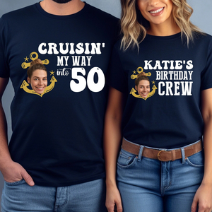 Custom Cruise Birthday Face Photo - Personalized Shirt - 50th Birthday Shirt, Gift For Family, Friends