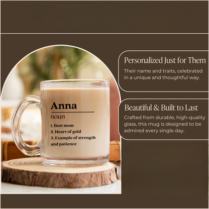 Custom Print Coffee Mug, Personalized Gift For Parents, Thank You Gift For Parents, Personalized Name Definition Mug, Custom Glass Mug Gift