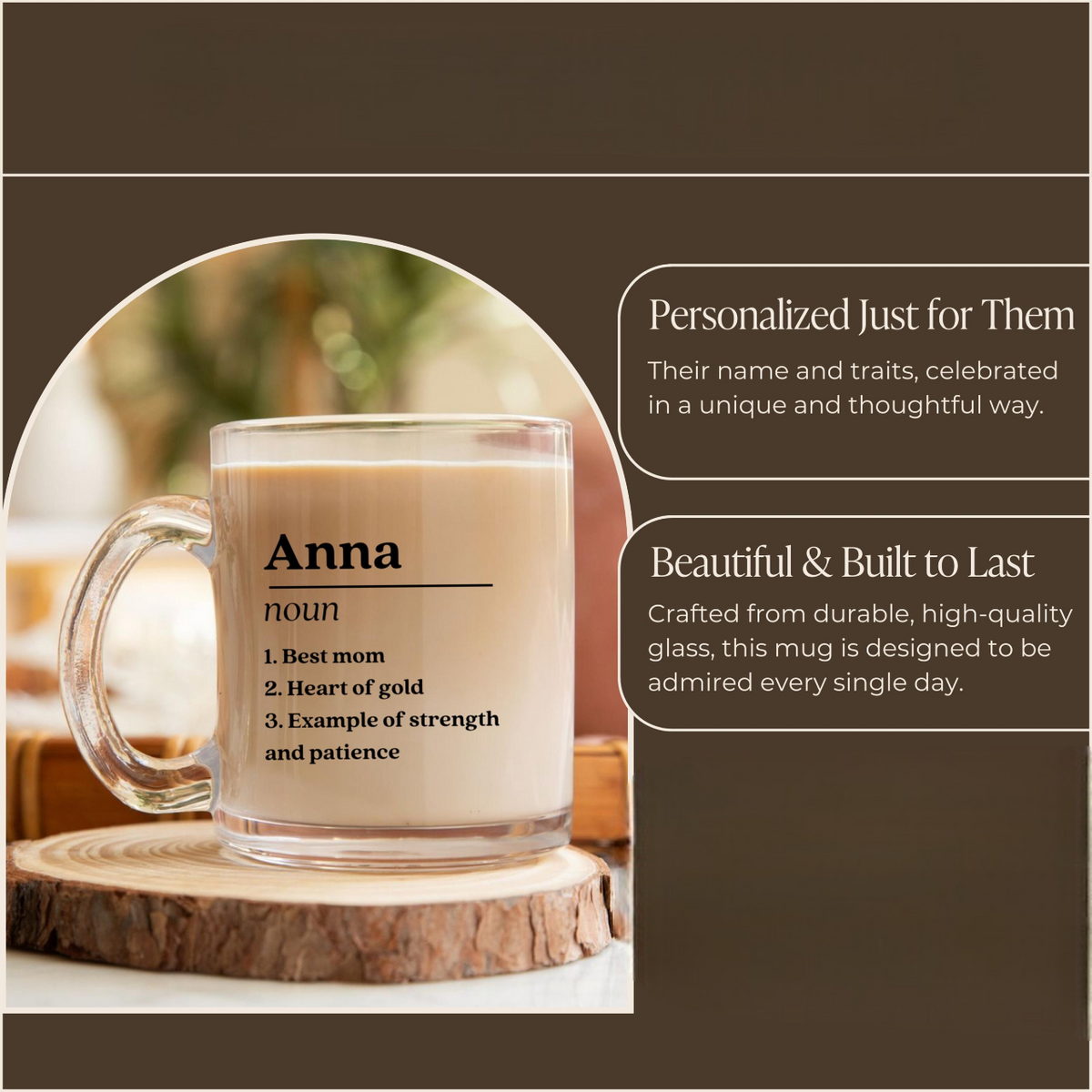 Custom Print Coffee Mug, Personalized Gift For Parents, Thank You Gift For Parents, Personalized Name Definition Mug, Custom Glass Mug Gift