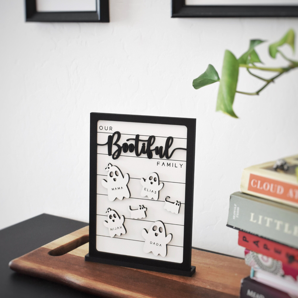 Our Bootiful Family Halloween Ghost Family - Personalized Wood Sign - Halloween Gift For Family