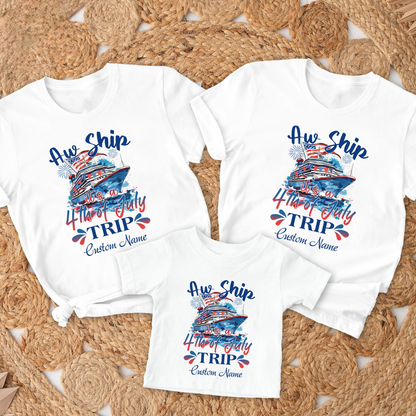 Personalized 4th of July Cruise Trip Shirt, Custom Name Shirt, Cruise Lover Gift, 4th of July Cruise Matching Cruise Fourth of July Matching