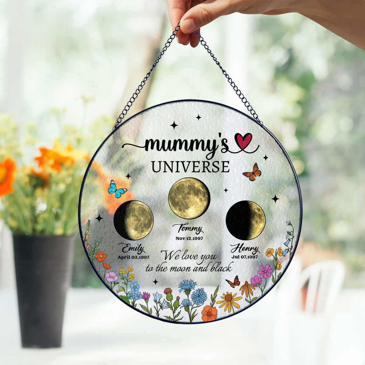 Mommy's Universe - Personalized Stained Glass Suncatcher - Gift For Mom, Mother's Day, Birthday Gift