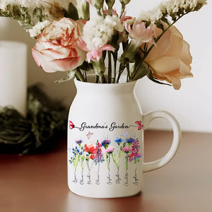 Personalized Grandma's Garden Outdoor Flower Pot With Grandkids Name and Birth Flower For Mother's Day