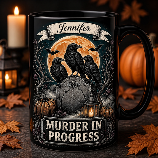 Murder In Progress Crow Mug – Personalized Name - Personalized Mug 20097b9b-2727-4c7d-928d-804ce6e33ede.png