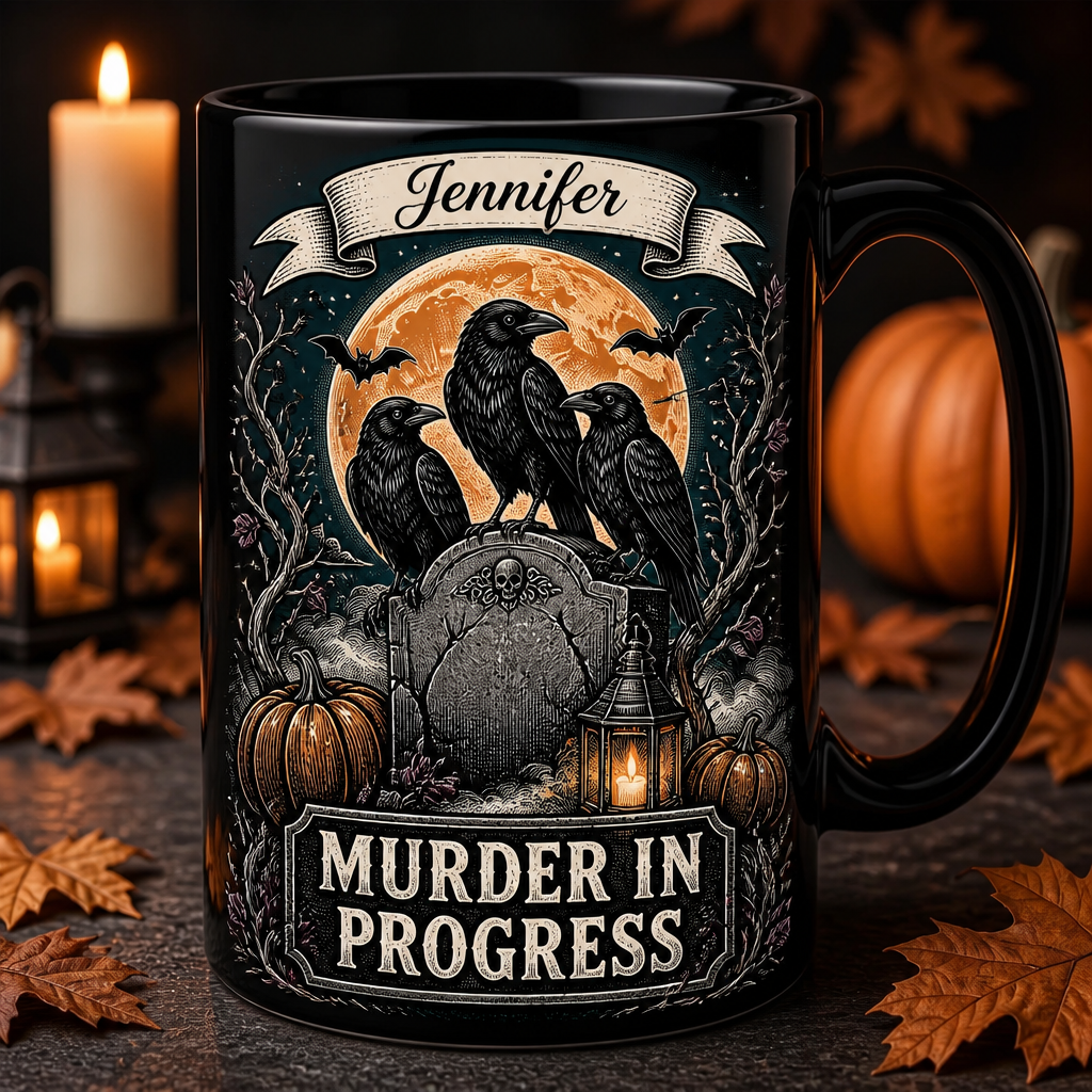 Murder In Progress Crow Mug – Personalized Name - Personalized Mug 20097b9b-2727-4c7d-928d-804ce6e33ede.png