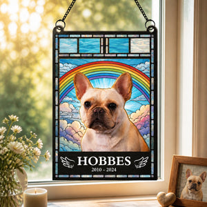 Rainbow Bridge Pet Memorial Photo Suncatcher – Upload Your Pet - Personalized Rectangle Stained Glass Suncatcher (PW) 201a3f63-6c47-4453-ad82-0d03ea3eb9a0.jpg
