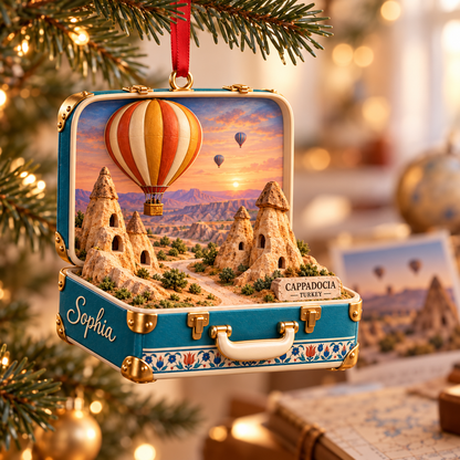 Personalized Cappadocia Turkey 3D Suitcase Christmas Ornament, Custom Name Hot Air Balloon Travel Keepsake, Turkey Vacation Souvenir Gift 2022db43-f72d-441b-90b7-d9e2306c9e5f-Cappadocia-Christmas-Travel-Ornament-1.png