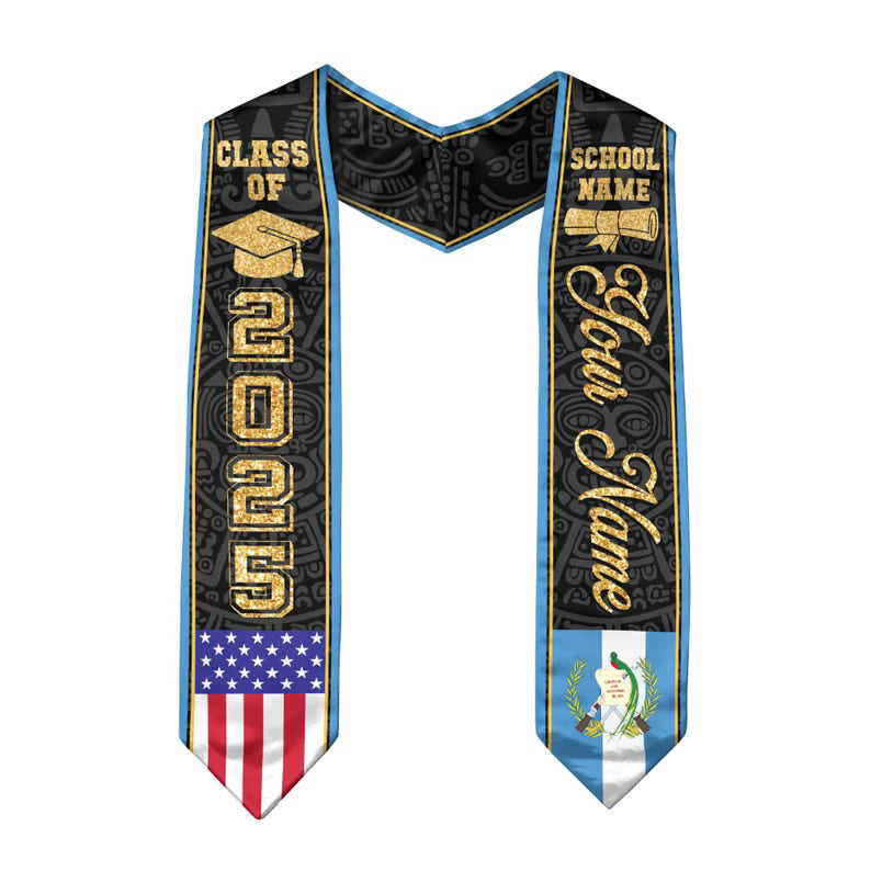 Personalized Guatemalan American Flag Graduation Sash 2025, Guatemala Graduation Stole, Guatemalan Graduation 2025, Custom Graduation Stole