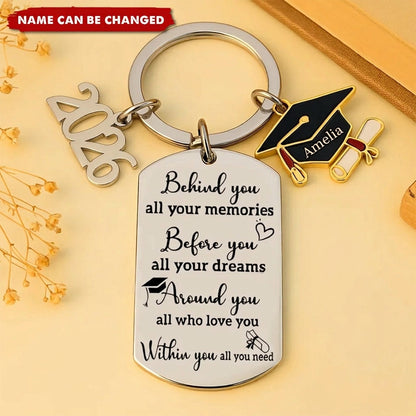 Family Personalized Custom Graduation Keychain - Graduation Gift For Family Members, Brothers, Sisters