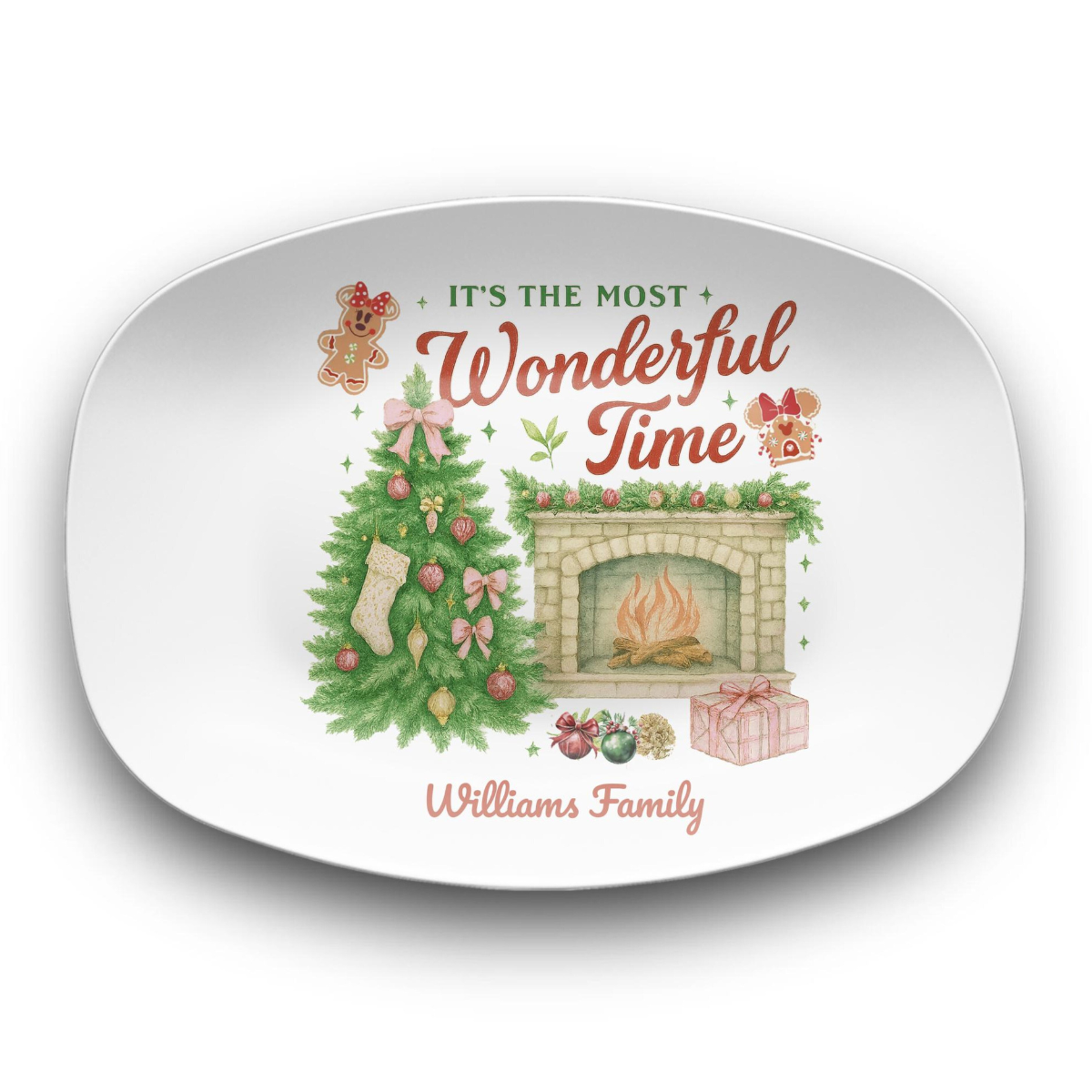 It's The Most Wonderful Time Of The Year, Personalized Family Name Christmas Platter, Holiday Cookies Tray