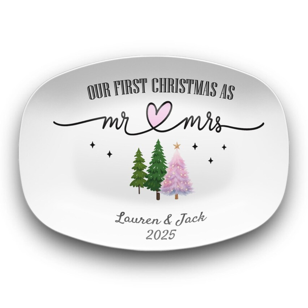 Personalized First Christmas Mr & Mrs Platter, Anniversary Serving Tray Gifts, Christmas Gift For Newlywed Couple