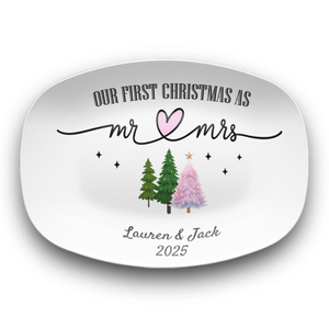 Personalized First Christmas Mr & Mrs Platter, Anniversary Serving Tray Gifts, Christmas Gift For Newlywed Couple