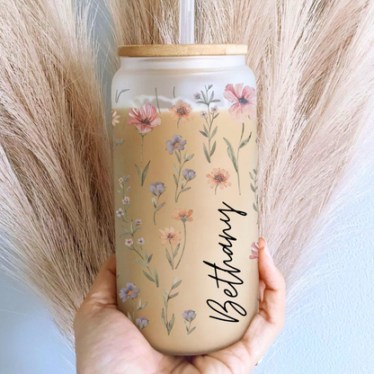 Personalized Wildflower Floral Tumbler, Custom Glass Coffee Cup, Bridesmaid Proposal Gift, Gifts for Her, Mother's Day Gift, Graduation Gift 20280f7e-73ff-4d7b-9510-b524fc8882bd-3.png