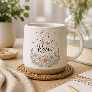 Personalized Cat Line-Art Pottery Mug with Wildflower Meadow - Personalized Pottery Mug 202deee7-3ccd-4337-8018-a3666f2b2b35.jpg