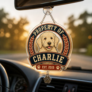 Property Of [Pet Name] Crest Tee (Est. Year) - Personalized 1 Layered Suncatcher with Charm 203e7418-65dc-42ca-8c89-bf1825aa58f3.jpg