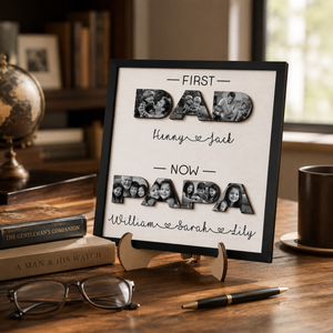 First Dad Now Papa Gift, Personalized Papa Photo Frame, Papa Gifts from Grandkids, Papa Fathers Day Gifts, Custom Wood Sign, Best Papa Gifts
