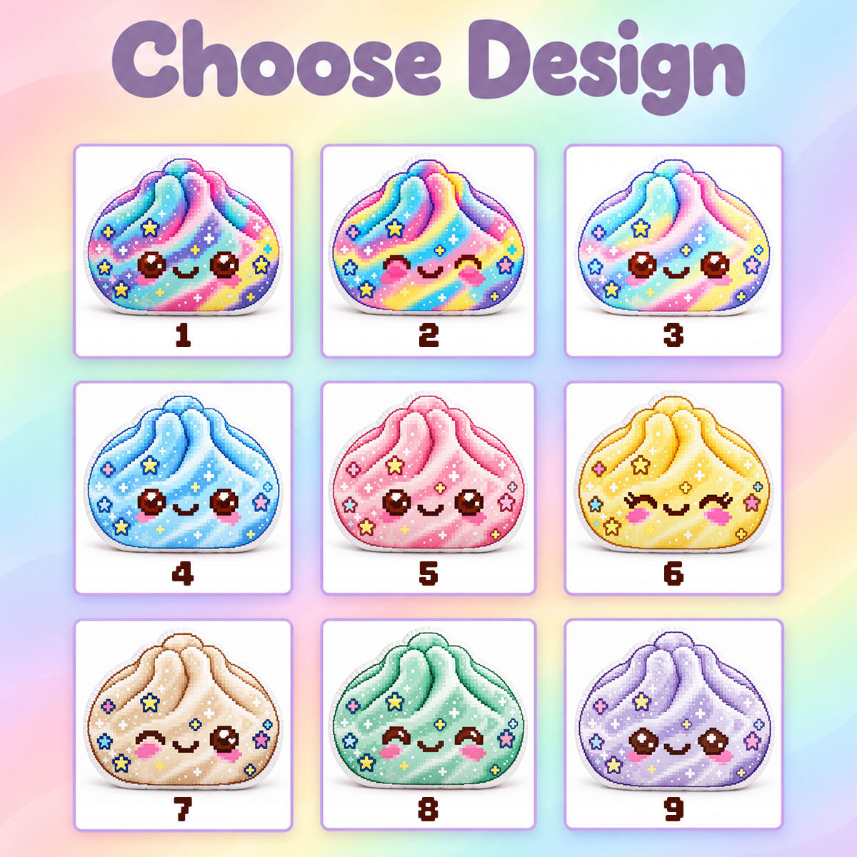 Rainbow Pixel Art Dumpling Custom Shaped Pillow with Name - Personalized Gift for Kids 205f1adb-4736-4b42-b34d-d49715129e07-6.jpg