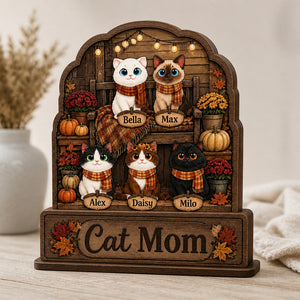Cat Mom Fall Porch Personalized Pet Portrait Standing Sign - Personalized Wooden custom shape Standing 2 layer (5mm) 2066886c-2f20-4a30-ad39-d2679d50d118.jpg