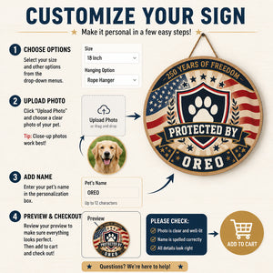 Protected By [Pet Name] Patriotic Round Wood Sign - Personalized Wood Sign 208a66e2-b60b-41dc-a823-7aa2d17ca385.jpg