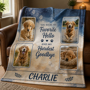 Pet Memorial Photo Blanket — Favorite Hello Hardest Goodbye (4 Photos + Name) - Personalized Blanket 209c5670-a79a-4fb9-86b8-99ce09802fb9.jpg
