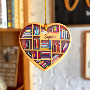 Bookshelves - Heart Book Lovers Custom Name, Personalized Ornament, Christmas Gifts For Book Lovers