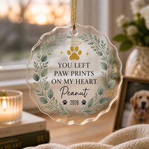 Pet Memorial Paw Prints Acrylic Ornament — Name & Year - Personalized Transparent Acrylic Ornament 20a3a8c4-439b-4456-8280-292bf13dc0e1.jpg