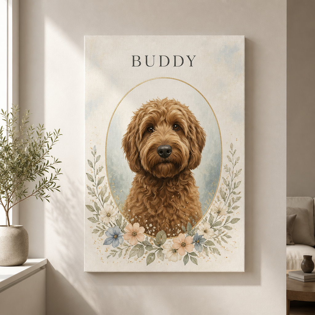 Custom Pet Portrait Canvas – Watercolor Cameo Garden - Personalized Canvas 20a4b9c8-7baa-4398-b8b7-bc8b234cac04.png