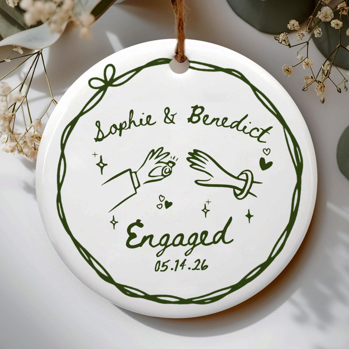 Custom Engaged Ceramic Ornament, Custom Engagement Gift, Personalized Engagement Gift for Engaged Couples, Wedding Gift Newlyweds, Bride and Groom 20b1562f-fa4a-4aa6-ac1c-19b6cbe67f04-8.jpg