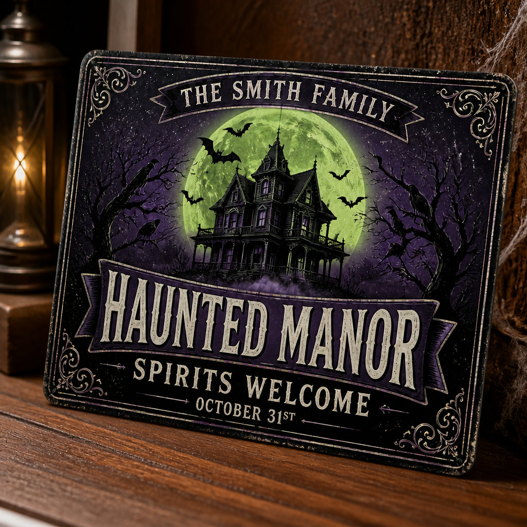 Personalized Haunted Manor Metal Sign – Spirits Welcome - Personalized Metal Sign 20b9e9d6-adce-4f55-9ae6-070193a48a9b.jpg