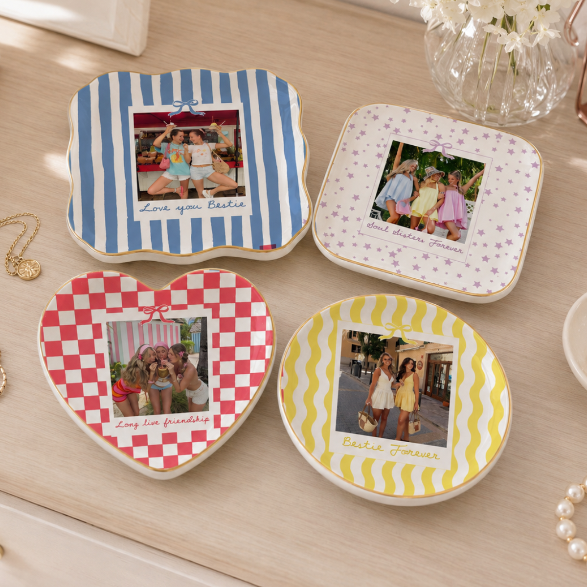 Personalized Besties Photo Ring Dish, Ceramic Best Friend Jewelry Dish, Sister Birthday Gifts For Her, Bridesmaid Striped Trinket Tray 20df0486-5f04-4ee7-ac6d-05822dbf9296-banner-1.png