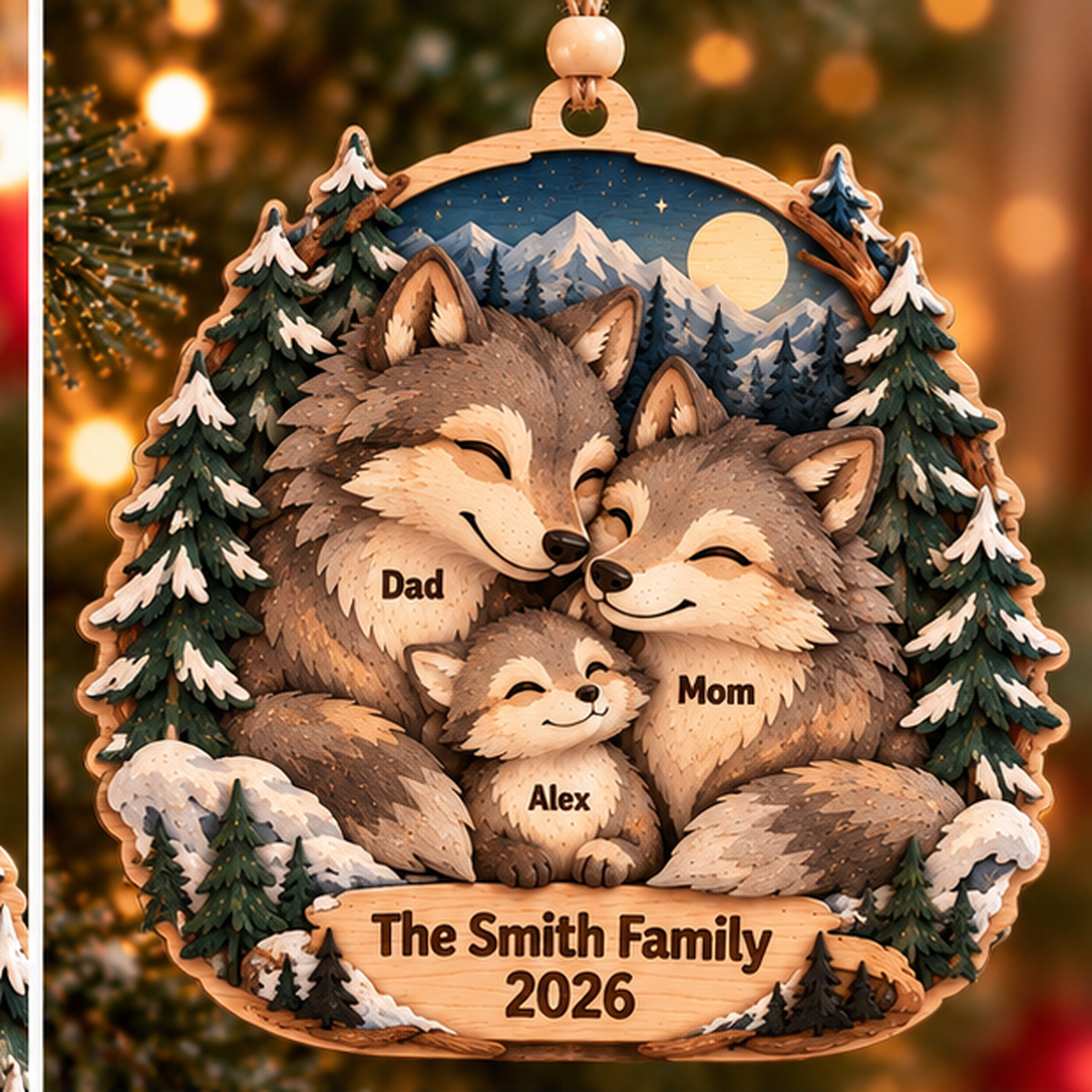 Personalized Wolf Family Layered Wood Christmas Ornament, Custom Family Name Wolf Ornament, Woodland Animal Family Keepsake, Christmas Gift 2026 20eec87f-4218-4090-8f86-8ec0d89dee67-wolf_family_3_members_2026_1200.png