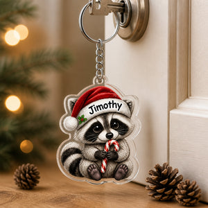 Personalized Raccoon Santa Hat Acrylic Keychain - Personalized Acrylic Keychain 210eb560-4b16-428a-b710-9a2de979d8e5.jpg