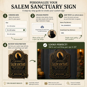 Salem Sanctuary Cat Sign – Personalized Family Name & Year - Personalized Wood Acrylic Sign 211664da-d272-48cd-866f-7aafbf22e9c3.jpg