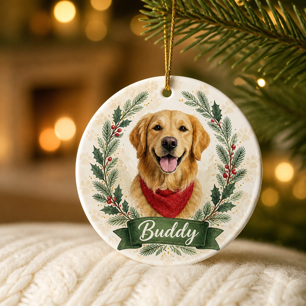 Custom Pet Portrait Name Ornament – Watercolor Wreath - Personalized Ornament 21236456-03c3-4882-9a1f-77fce7a147e8.jpg