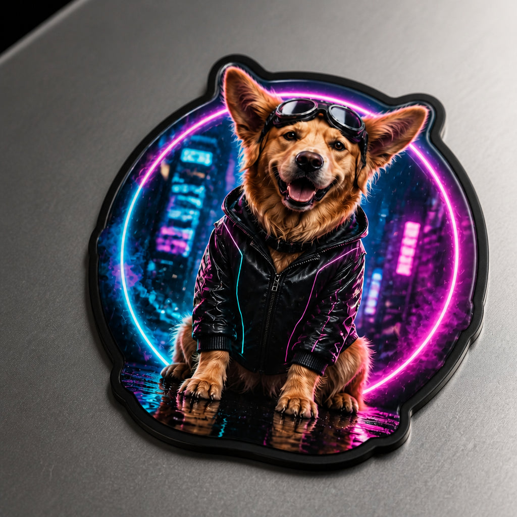 Cyberpunk Pet Portrait Fridge Magnet - Personalized Custom Shape Fridge Magnet 21240e6d-d06a-491b-8307-4873f3ae5602.jpg
