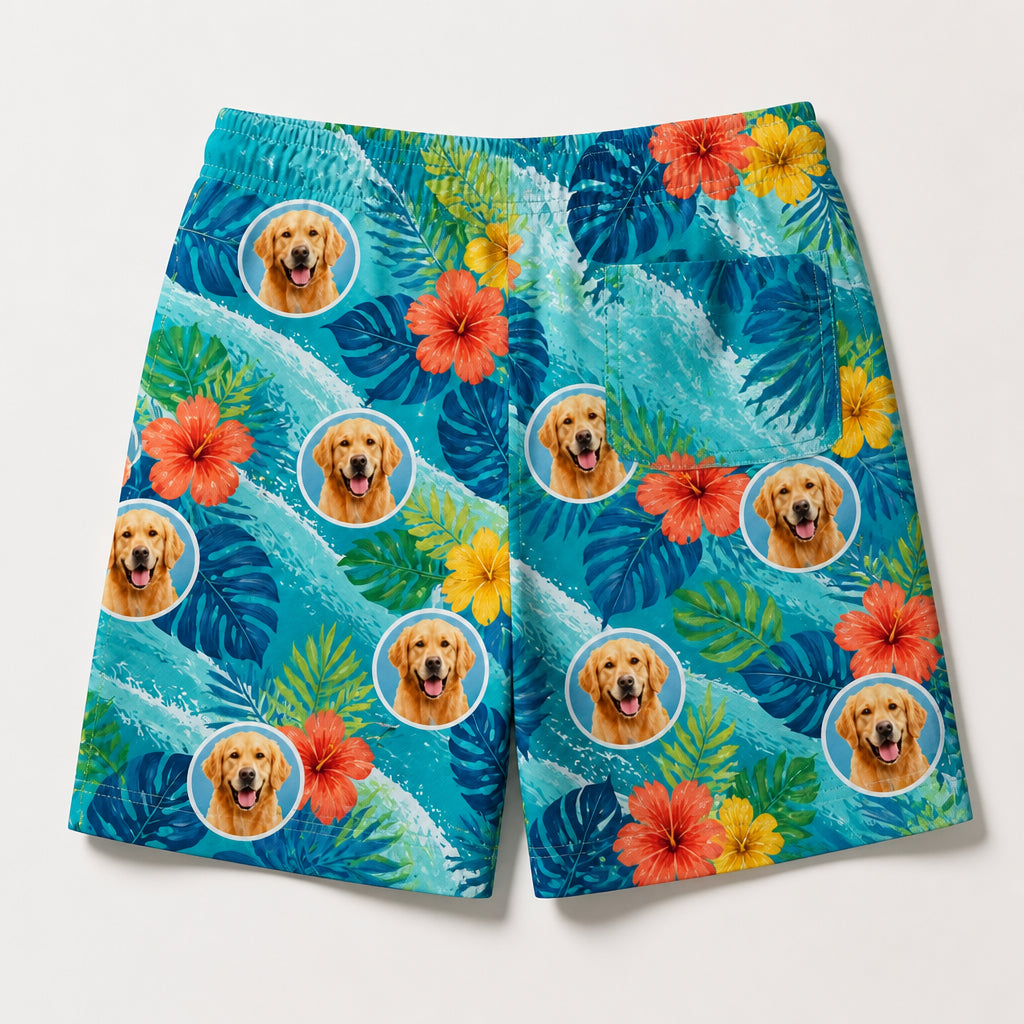 Custom Pet Face Tropical Wave Beach Shorts - Personalized Beach Short 2134661f-4685-4659-b37f-d51168c72879.jpg