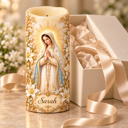 Personalized Virgin Mary LED Prayer Candle, Custom Name Catholic Gift for Mom or Grandma, Our Lady Religious Home Decor, Christian Keepsake 21540947-820a-4113-8122-f89080c161c2-N-n-c-M-Sarah-b-n-h-p-qu-3.png