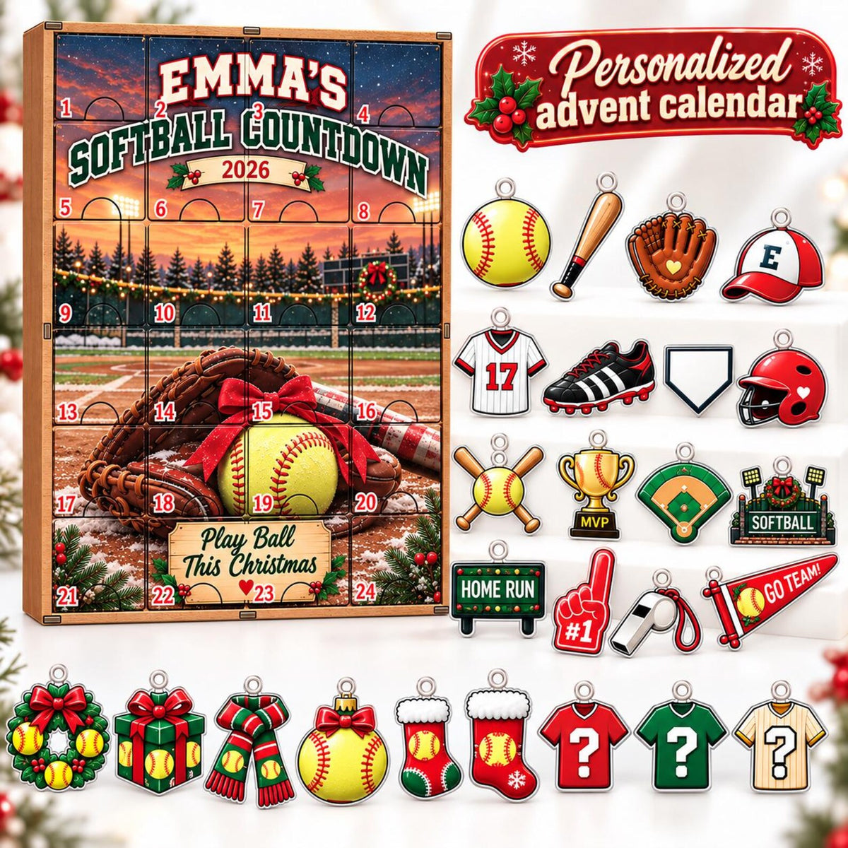 Personalized Softball Advent Calendar, Wooden Christmas Countdown with Acrylic Charms, Custom Softball Player Gift, Sports Holiday Box 215903ee-7e21-442f-914f-55bba532bc02-il_1588xN.8582505266_2785.jpg