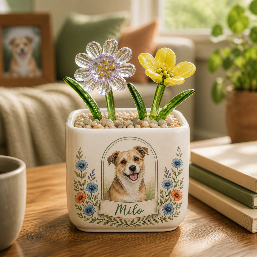 Custom Pet Portrait Mini Glass Planter – Arched Cameo Floral - Personalized Mini Glass Plant Pot 21653e14-3721-4355-8465-ab4a4dc0af1a.jpg