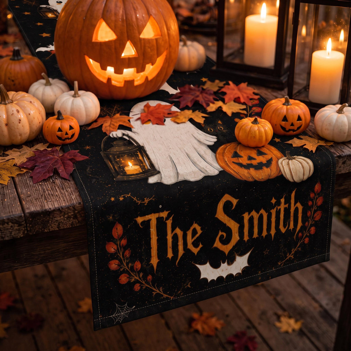 Personalized Halloween Table Runner, Cute Ghost and Pumpkin Runner, Fall Kitchen Dining Table Decoration 216abdf2-ed17-4470-bd8c-4d41313df9c1-4.jpg