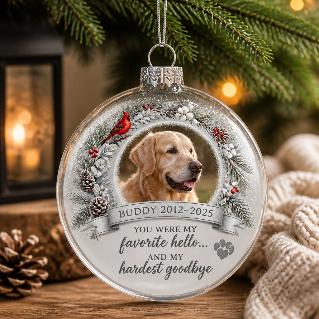 Pet Memorial Photo Bauble Ornament – Favorite Hello, Hardest Goodbye - Personalized Bauble Ornament 217f52a4-9f37-428d-aa2d-af8d4d9e9488.jpg