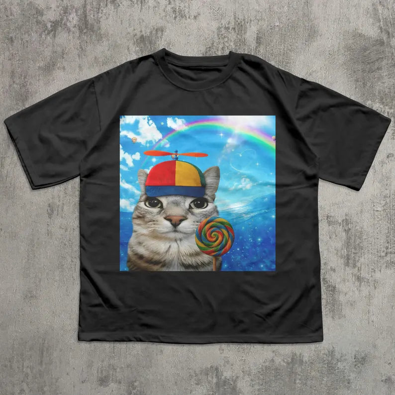 Happy Cat Dreamcore T-shirt, Funny Cats Shirt, Brainrot Meme Tee, Silly Kitten Tee, Cat Lover Gifts, Weird Tees, Gen Z Humor Tshirt 218df7cb-da7f-43bc-89ed-2371b3733e35-de-3-.webp
