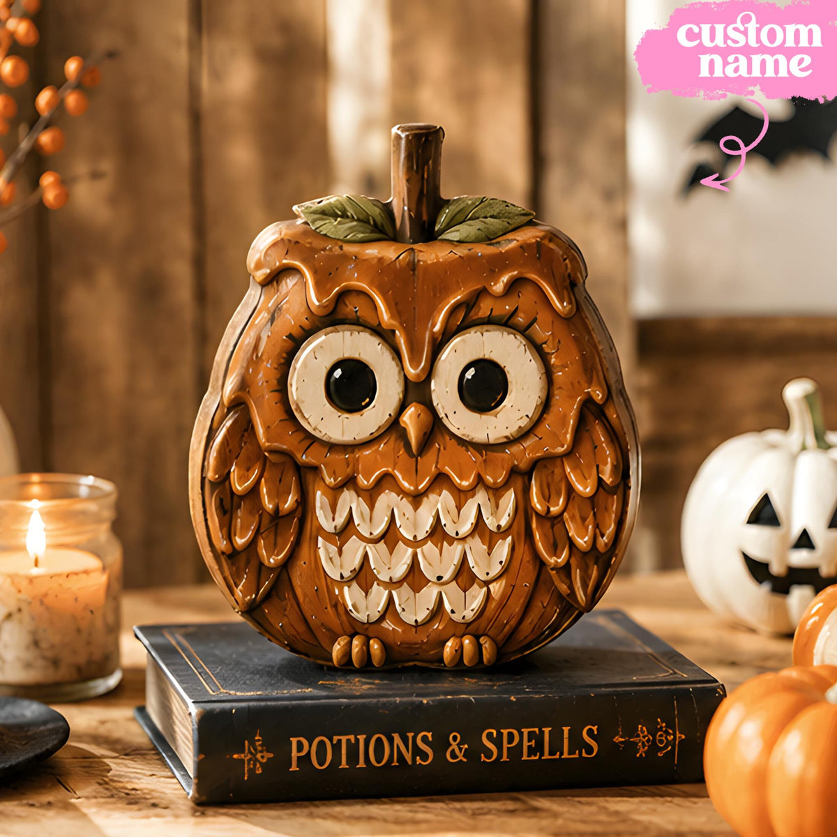 Personalized Halloween Wooden Block Decor, Cute Ghost Cat Pumpkin Skeleton and Owl Tabletop Signs, Custom Name Spooky Fall Home Decorations 218ef796-74ee-484e-b488-f83313fea4d6-3.jpg